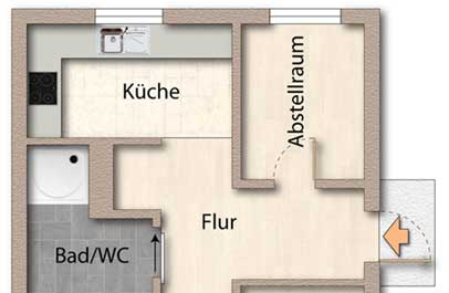 3d wohnungsplan design als grundriss 2d