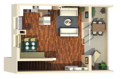 grundriss zur wohnung in 3d