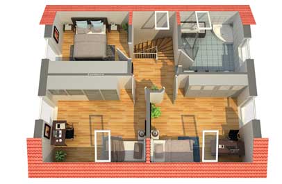 haus in 3d grundriss