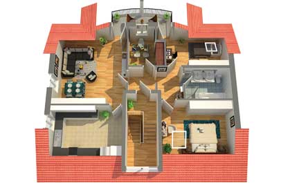 haus in 3d grundriss