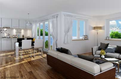 3d wohnungsplan als innenansicht